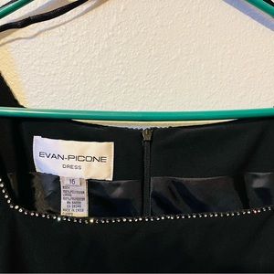 Black Mid Dress with Diamond Neck Trim